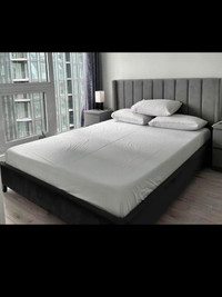 Queen Grey platform bed frame for sale