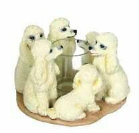 Circle of Poodles, white Poodle candleholder, Poodle dog votive