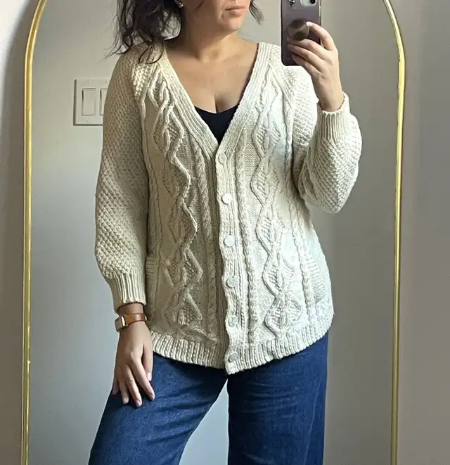 Hand Knit Cozy Cable Vintage Cardigan