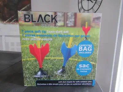 7 Piece Lawn Dart Set with Soft Tips & Carrying Bag Black Series, View more