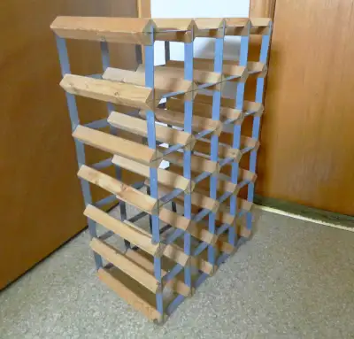 28 WINE BOTTLE WOODEN STORAGE WALL RACK, View more