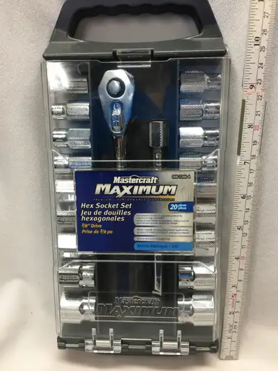 Mastercraft Maximum Hex Socket 20 Piece Set Socket set features impact-grade sockets Hex-shaped sock...