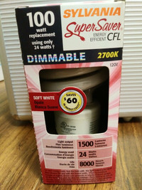 New 24W Sylvania super saver compact lighting DIMMABLE. per bulb