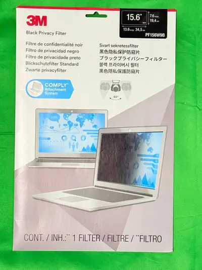 3M Laptop Screen Privacy Filter for 15.6 inch Monitors - Black -, View more