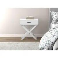 Accent Table-24inch White with 1 Drawer for Living Room
