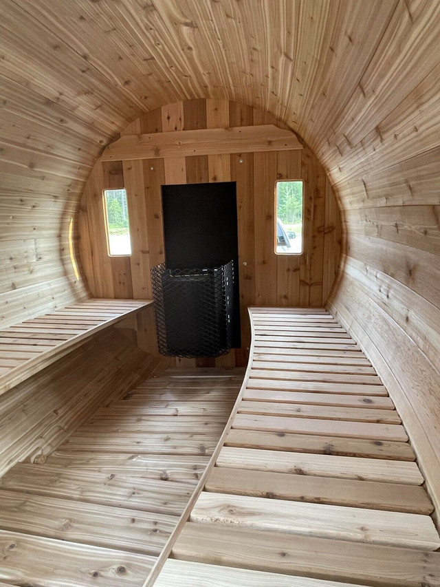  Whiskey Barrel styled Cedar saunas $6700  in Patio & Garden Furniture in Sudbury - Image 3