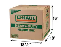 heavy duty shipping box, moving, double wall, 18"x18"x16" - 6 pk