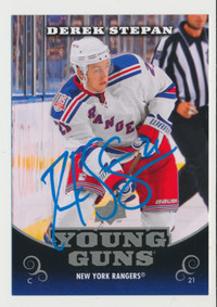 DEREK STEPAN NEW YORK RANGERS EX-RARE SIGNED UD YOUNG GUNS CARD