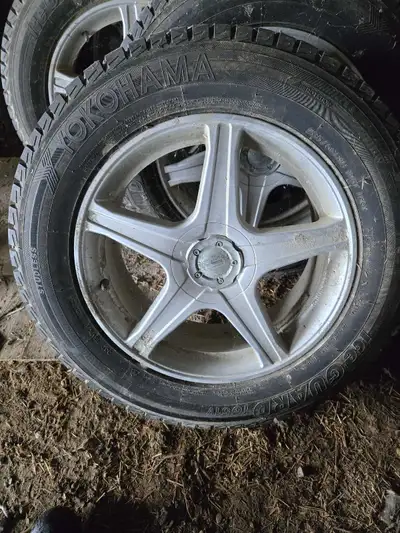 Yokohama winter tires on corvette rims, 235 65R18 lots of life left in them. Mostly highway driven....