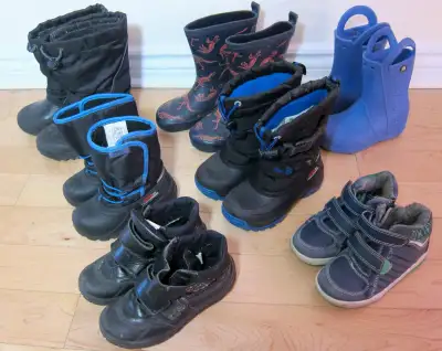 7 PAIRS OF WINTER AND RAIN BOOTS SHOES FOR KIDS 3 TO 8 YRS OLD, View more