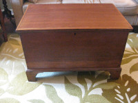 Antique cherry wood blanket box, dovetails, rosehead nails etc