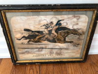 Antique Currier & Ives Horse Racing Print Salvator and Tenny