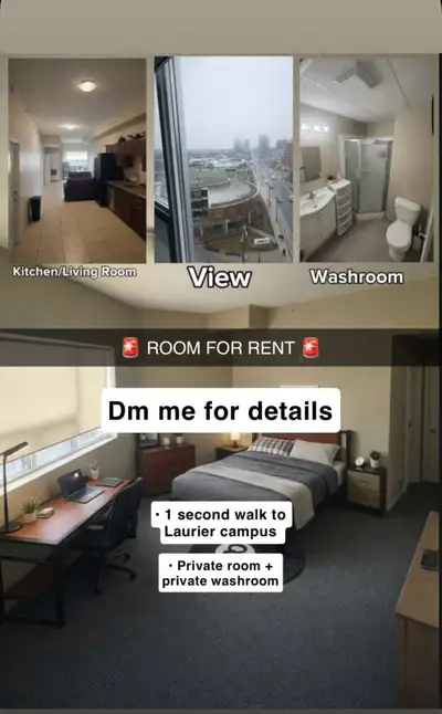 Literally a second walk from Laurier you can see the science building out the window I’m very clean...