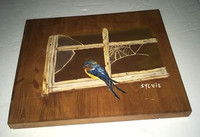 Peinture / Acrylic Bird Painting on Wooden Board