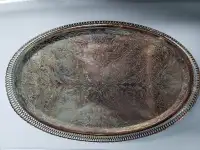 Vintage Queen Anne Silver Plated Oval Serving/Gallery Tray