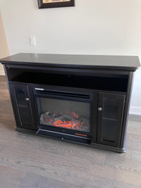 Wood TV stand with Electric Fireplace