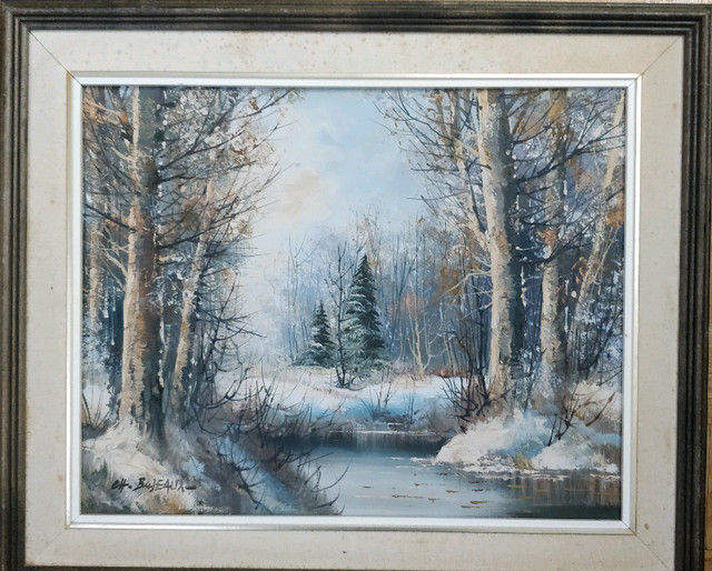 C.H. Bajeaux Canadian oil on canvas, Oil Painting in wood frame in Arts & Collectibles in Oshawa / Durham Region