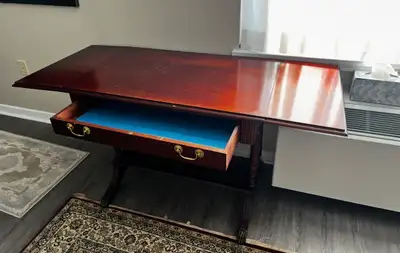Regency Style Drop Leaf Sofa Table/Desk, Mahogany, View more