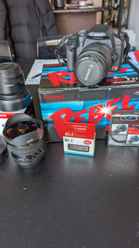 Canon EOS Rebel T1i  DSLR Kit with multiple lens and bag