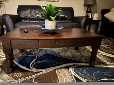 solid wood coffee and end tables with drawer, View more