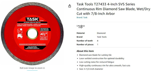 Diamond Cut Off Discs 4-1/2in x 7/8in Bore in Power Tools in City of Toronto - Image 2