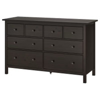 IKEA Hemnes Dark Brown Wood Dresser with clear jeweled knobs