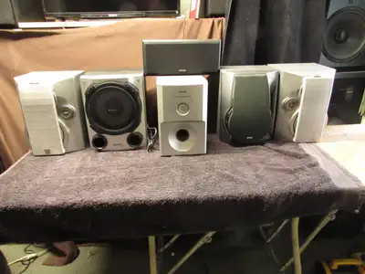 Home Audio 6 speaker surround sound set with powered sub woofer, View more