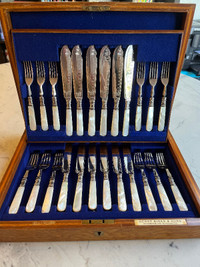 Henry Birks & Sons Mother of Pearl Silverware Set - 24 pieces