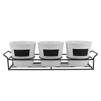 3 Five Inch Chalkboard Planting Pots with Wire Carry Tray