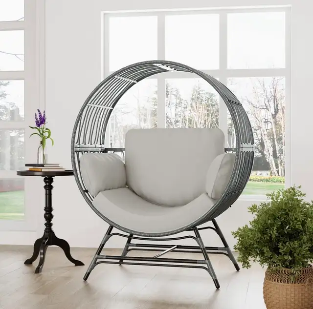 Bifanuo Round Wicker Outdoor Egg Chair  in Patio & Garden Furniture in Oshawa / Durham Region - Image 4