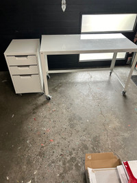 CB2 Metal Desk and Filing Cabinet 
