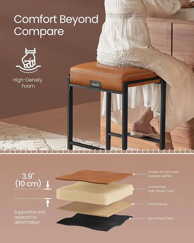 Kitchen Counter Stool, Synthetic Leather with Stitching, Mid-Cen in Chairs & Recliners in Markham / York Region - Image 7