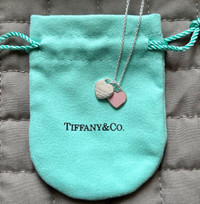 Tiffany & Co Pink Double Heart Tag Necklace