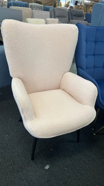 Accent Sherpa Chair, Upholstered Armchair, Fluffy Wingback Chair, View more