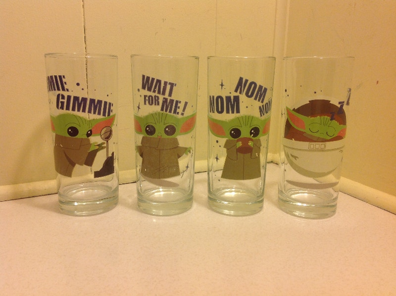 Set Of 4 Baby Yoda Grogu Star Wars Mandalorian Drinking Glasses