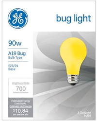 G E Lighting 61435 GE Bug Light Bulb, 90W, Yellow, 2-Pack
