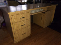 Large natural OAK Wood finish veneer table and printer stand