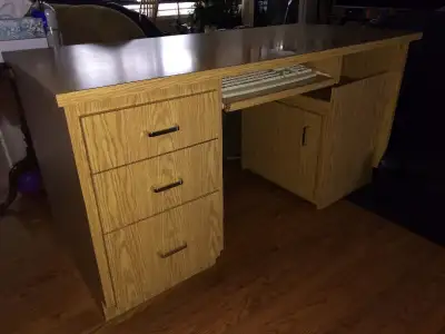 Large natural OAK Wood finish veneer table and printer stand, View more