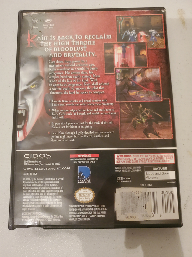 Blood Omen 2 (W/ Manual) Nintendo Gamecube in Older Generation in Barrie - Image 3