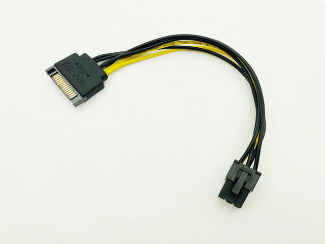 2PC, 20CM SATA to 6pin Graphics Card Power Cable SATA 15pin to 6 dans Autre  à Ville de Montréal - Image 2