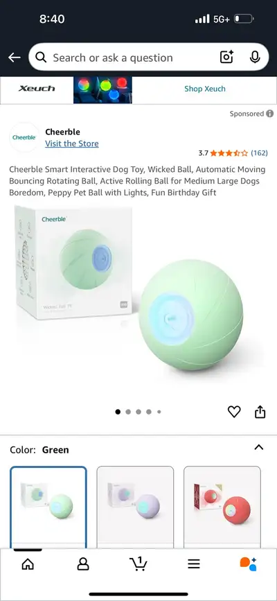 smart interactive animal toy ball for dogs/cats rechargeable new, View more