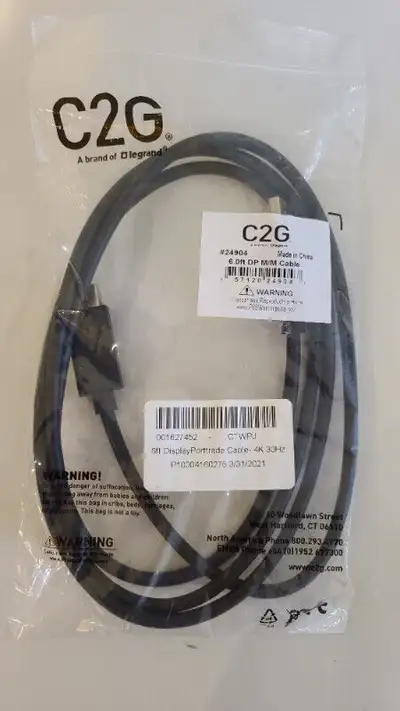 New C2G  4K DisplayPort DP Male/Male PC Monitor Cable 6ft 24904, View more
