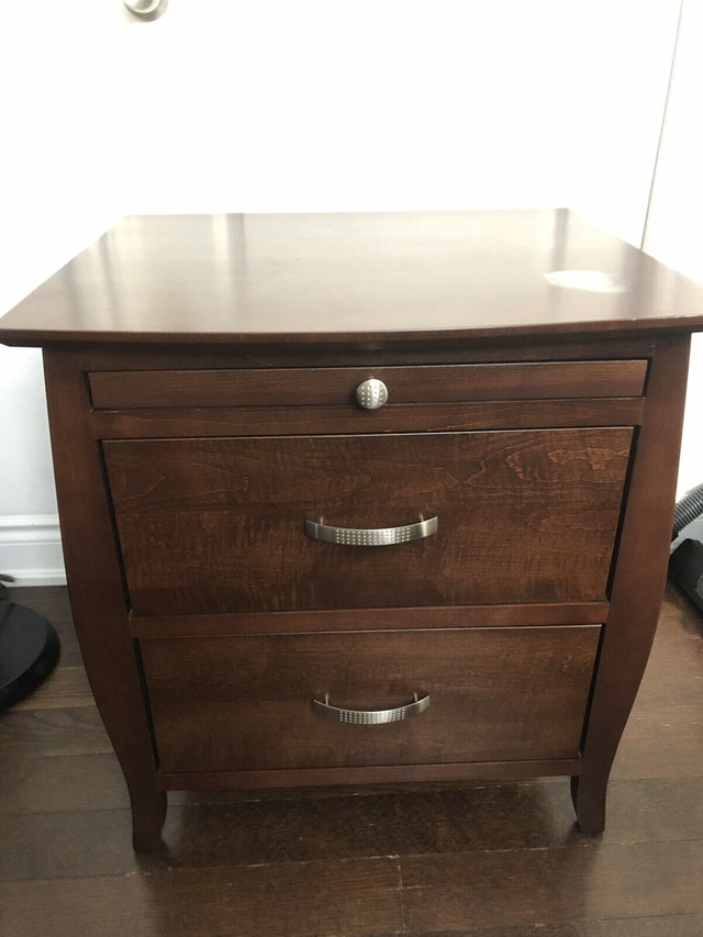 Solid  wood night table/side table 2 drawers & 1 sliding board in Coffee Tables in Markham / York Region