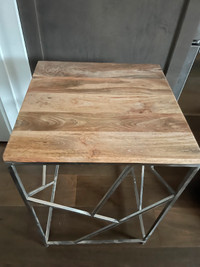 Wood and Metal End Table