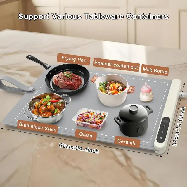 NEW Portable Electric Food Warming Mat Tray 6 Temps/6 Hrs Timer in Kitchen & Dining Wares in Mississauga / Peel Region - Image 4