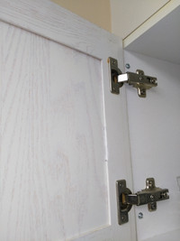 Various cabinet hinges, knobs, doors, shelf: $5 to $15 