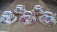 Antique Aynsley 5 sets of cups and saucers.