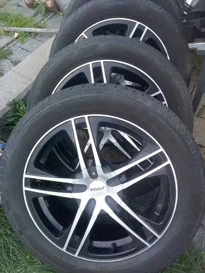 Set of 4 -- 225 50R17 2 Motomaster 1 Uniroyal Tiger Paw 1 Cooper Lots of use left Cosmetically good...