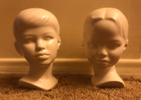 Holland Molds Ceramic Boy & Girl Head Busts Glazed