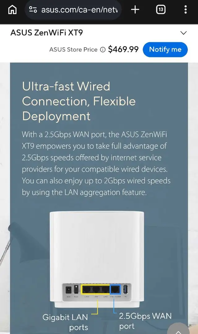 Asus ZenWiFi XT9 Router (2 pack)586460916174049281